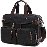 CROCOD 3 in 1 Convertible Laptop Backpack, 17.3 inch Messenger Bag for Men, Multi-Functional Travel Laptop Bag for College Men Women (17.3 Inch, Black)