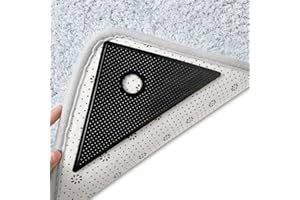 ZC GEL Carpet Stickers 16Pcs, Reusable and Washable Rug Sticky Corners, Larger Carpet Non Slip Grip Keep Corners Flat for Area Rugs, Hardwood Floors, Tile Floors (Black)