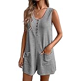 Ekouaer Rompers for Women Summer Shorts Loose Jumpsuit Waffle Casual 2026 Beach Outfits Vacation Clothes