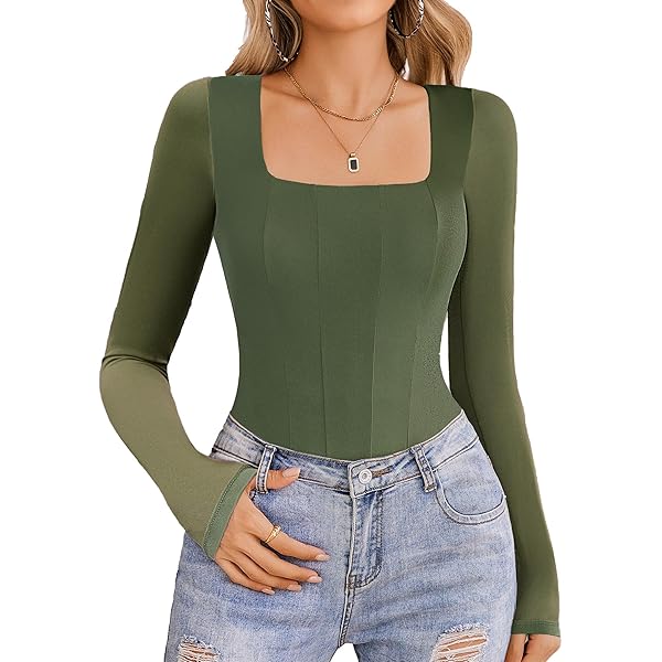 Milumia Women's Mesh Square Neck Long Sleeve Crop Top - Sheer Hanky Hem Tee, Black, Medium - View #2