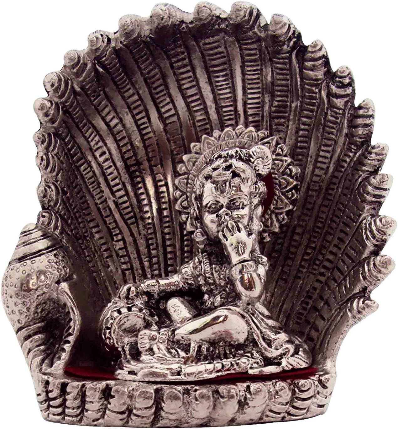 EtsiBitsi Handmade 'Lord Krishna/Bal Gopal Statue Eating Makhan on Chair with Matki and Flute', Idol Sculpture Made of Pure Aluminium, for Home Decor, Pooja and Gifting -15 x 12.5 x 8.5 cms