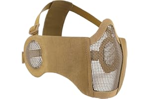 VOTAGOO GEAR Airsoft Mesh Mask, Tactical Foldable Half Mesh Mask with Ear Protection, Adjustable Military Mesh Mask Lower Face Protective Mask for Airsoft Paintball Shooting Cosplay CS Game