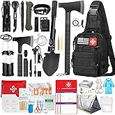 Survival Kit, 262Pcs Survival Gear and Supplies with First Aid Kit Pouch and Crossbody Bag, Emergency Kit with Tent, Camping Axe Hammer, Survival Shovel w/Pick, Bug Out Bag Gifts for Men Women