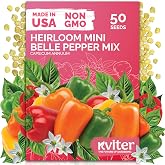 50 Mix Sweet Mini Peppers Heirloom Vegetable Seeds, Capsicum Annuum | Mini Sweet Pepper Seed Packets, Bell Pepper, Dwarf Vegetable Seeds for Planting Outdoors, Containers, Heirloom Seeds