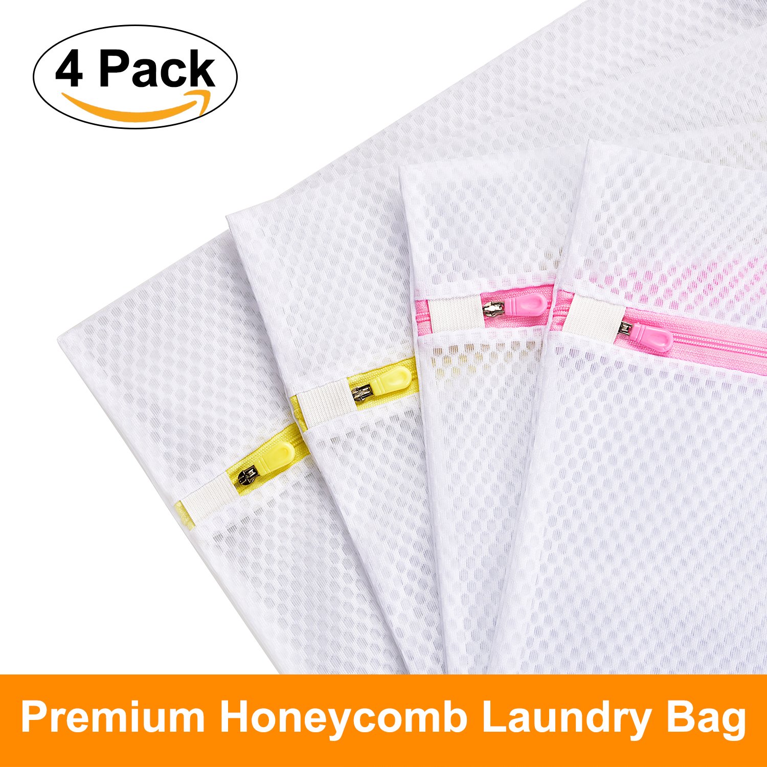 LASV Mesh Laundry Bag,4 Pack (2 Large & 2 Medium) Heavy Duty Durable Honeycomb Travel Bag for Delicates,Sweaters,Blouse,Yoga Pants,Hosiery,Underwear