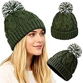 WDAIYEK Slouchy Chunky Knit Beanie with Pom Pom - Cozy Winter Bobble Hat for Women and Men
