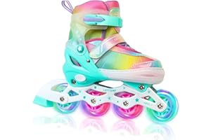 LEVYTEMP Kids Adjustable Inline Skates for Girls Boys Youth, Blades Skate with Outdoor All Light Up Wheels for Beginner Women