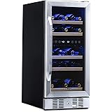 NewAir Slim Dual Zone Built-In Wine/ Beverage Cooler and Refrigerator, 29 Bottle Capacity Standing Fridge with Double-Layer T