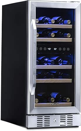 NewAir Slim Dual Zone Built-In Wine/ Beverage Cooler and Refrigerator, 29 Bottle Capacity Standing Fridge with Double-Layer Tempered Glass Door, AWR-290DB
