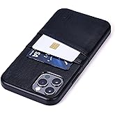 Dockem Wallet Case for iPhone 12 & iPhone 12 Pro: Built-in Metal Plate for Magnetic Mounting & 2 Credit Card Holders: 6.1" Exec M2, Smooth Synthetic Leather (Black)