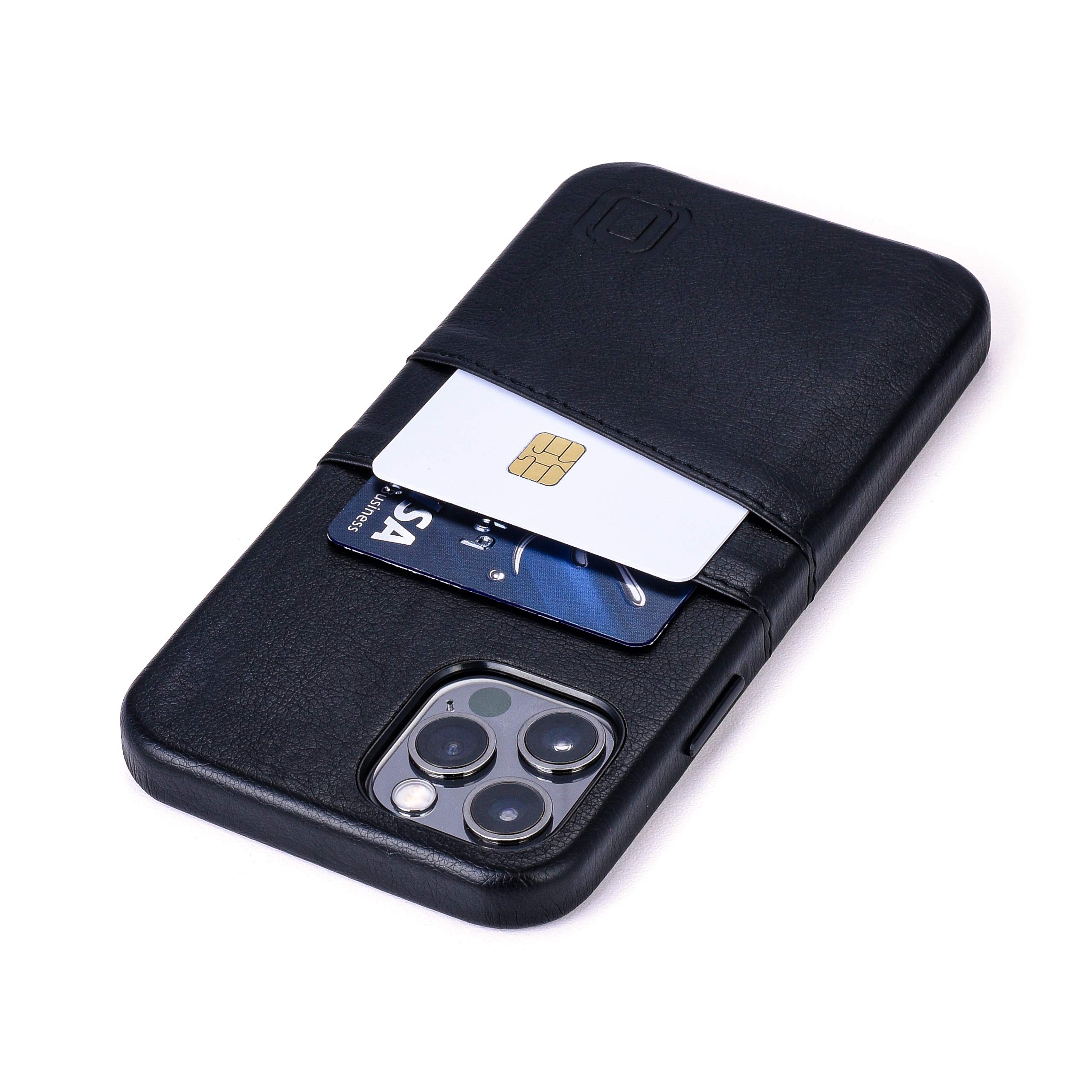 Dockem Wallet Case for iPhone 12 & iPhone 12 Pro: Built-in Metal Plate for Magnetic Mounting & 2 Credit Card Holders: 6.1" Exec M2, Smooth Synthetic Leather (Black) โ image 1