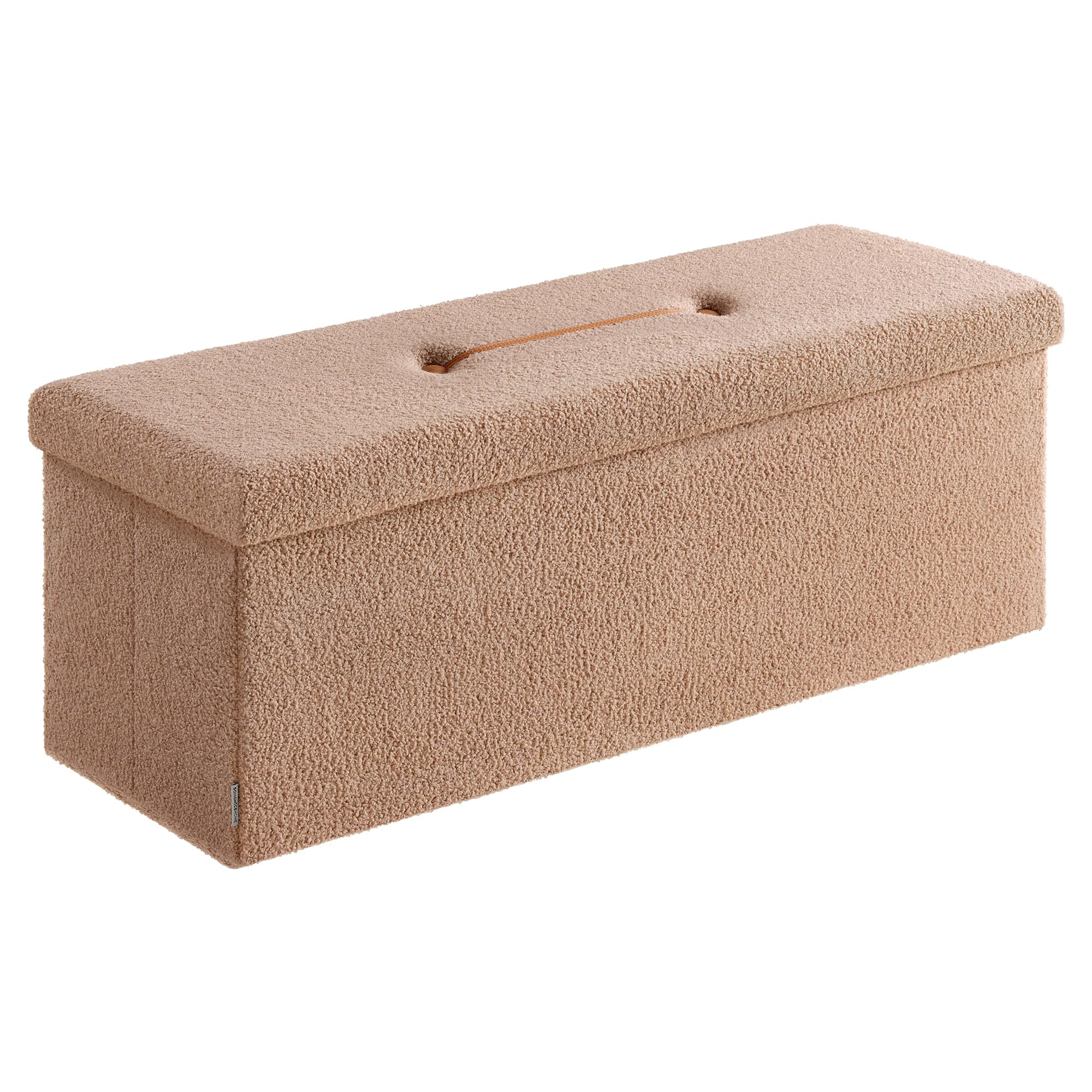 SONGMICS Hocker mit Stauraum, Faltbarer Sitzhocker, 38 x 110 x 38 cm Fußhocker, Sitzbank, Bettbank, Aufbewahrungsbox, bis 300 kg belastbar, Wohnzimmer Schlafzimmer Flur, Kamelbraun LSF097K01V1