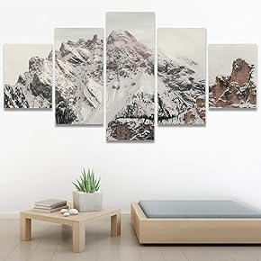 SIGNWIN 5 Panel Canvas Wall Art Snowy Tops...