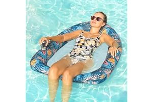 FindUWill Inflatable Pool Floats for adult, Fabric-Covered Comfort Pool lounge chairs, Multi-Purpose Tanning pool lounger, 45" Large Pool Floaties for Adults Swimming Pool Accessories