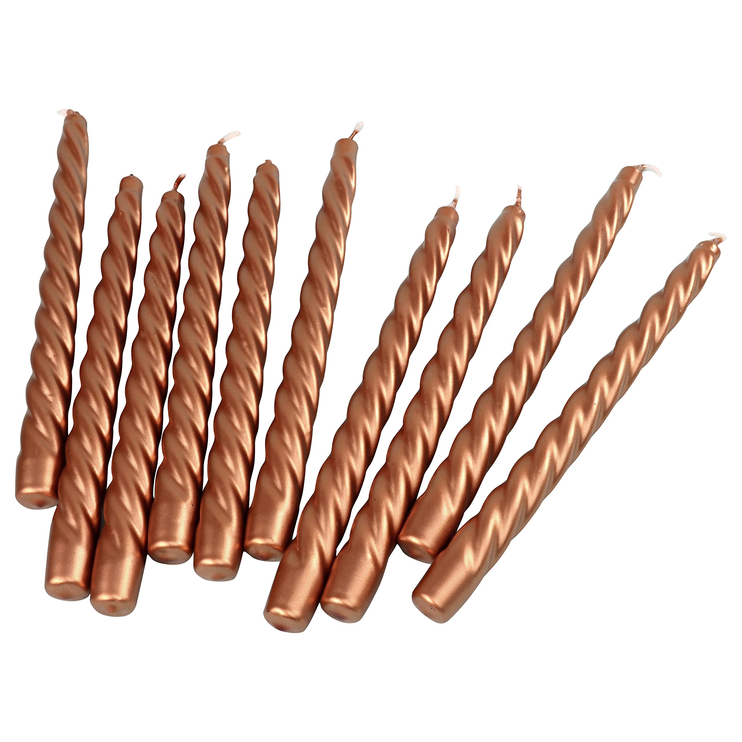 G Decor Pack of 40 Copper Twisted, Unscented Paraffin Wax, Skinny Large Tall Shimmer Church Tapers Dinner Candles Sticks, Great for Weddings and Christmas