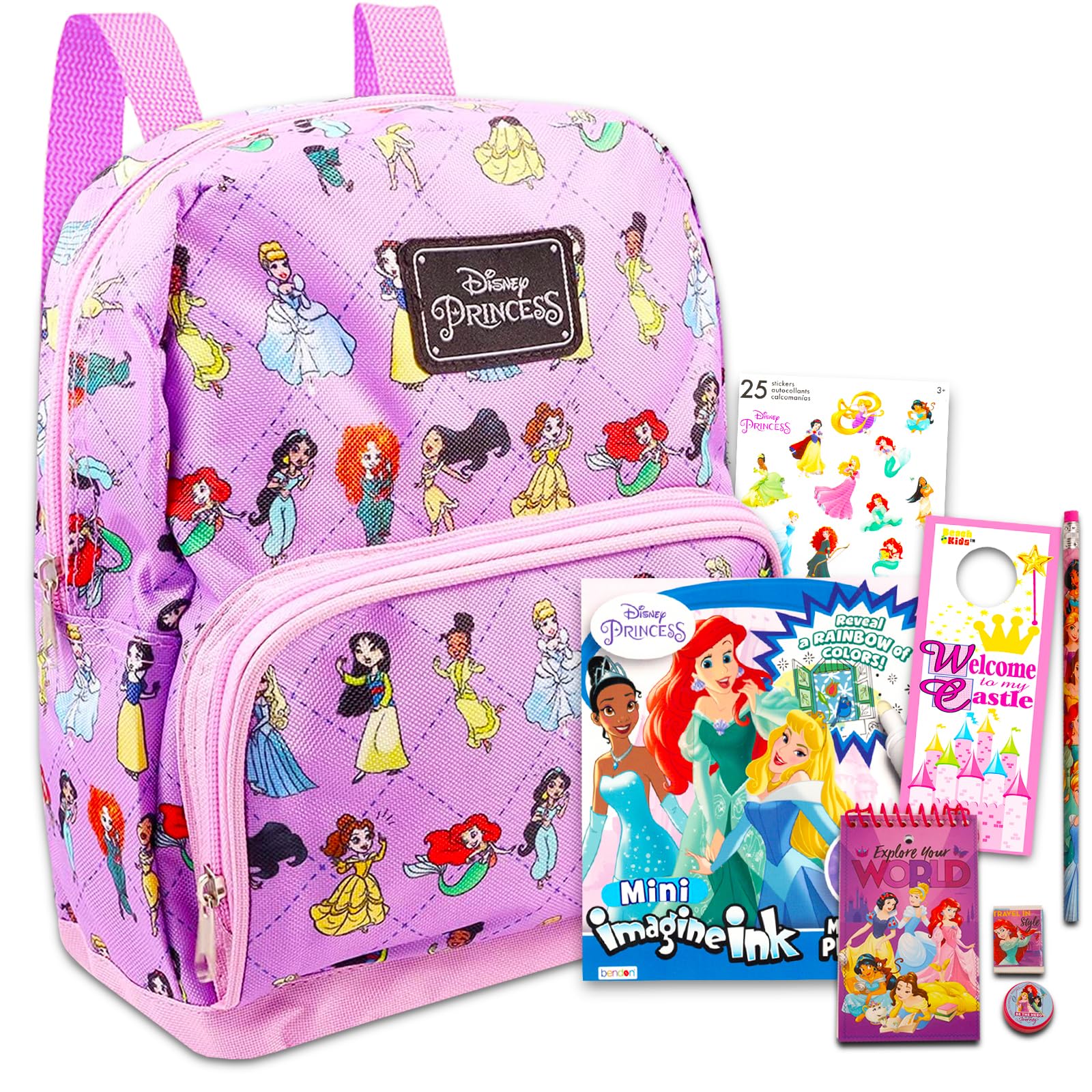 Photo 1 of Disney Princess Preschool Backpack for Kids, Toddlers ~ 5 Pc School Supplies Bundle with Disney Princess 10" Mini Backpack for Girls, Stickers, Coloring Book and More