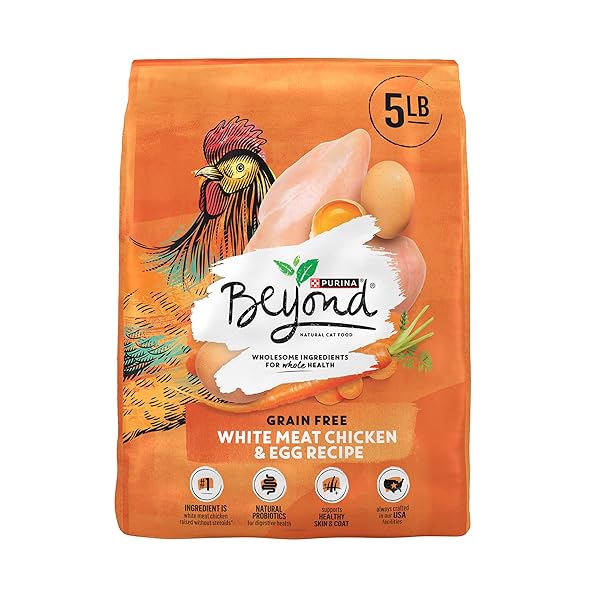 PURINA BEYOND GRAIN FREE WHITE MEAT CHICKEN AND EGG RECIPE NATURAL CAT FOOD HIGH PROTEIN CAT FOOD DRY FORMULA – 5 LB. BAG