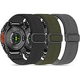 Farluya 3 Pack Quick Fit Watchband Compatible with Garmin Fenix 8 47mm/7 Pro/7/6 Pro/6/5 plus/5/E,22mm Soft Elastic Nylon Adjustable Sport Strap for Forerunner 965/970/Instinct 1/2/3 45mm Solar