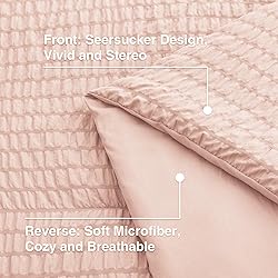 Love's cabin Seersucker Pink Twin Comforter Set 5
