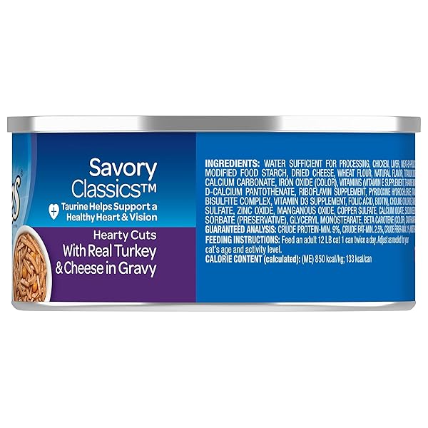 9LIVES HEARTY CUTS WITH REAL TURKEY AND CHEESE IN GRAVY WET CAT FOOD, 5.5-OUNCE, (PACK OF 24)