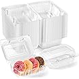 Zezzxu 40 Pack Clear Hinged Plastic Containers, Sturdy To Go Clamshell Food Containers with Lids, Disposable Take Out Boxes for Desserts Cake Slices Sandwich Salad Cookies (7.2 × 4.7 ×3 Inches)