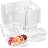 Zezzxu 40 Pack Clear Hinged Plastic Containers, Sturdy To Go Clamshell Food Containers with Lids, Disposable Take Out Boxes for Desserts Cake Slices Sandwich Salad Cookies (7.2 × 4.7 ×3 Inches)