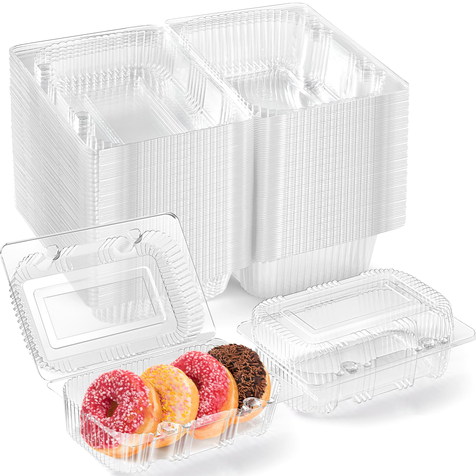Photo 1 of Zezzxu 40 Pack Clear Hinged Plastic Containers, Sturdy To Go Clamshell Food Containers with Lids, Disposable Take Out Boxes for Desserts Cake Slices Sandwich Salad Cookies (7.2 × 4.7 ×3 Inches)