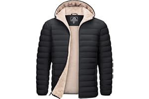 TACVASEN Men's Puffer Jacket Hooded Sherpa Lined Water Resistant Windproof Insulated Jacket Warm Winter Puffy Coat