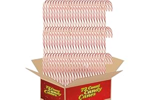 PARTYPOM Christmas Candy Canes Bulk, 72 Count, Individually Wrapped Christmas Stocking Stuffer Treats, Full-Size Peppermint Candy Sticks, Red and White Striped Classic Holiday Decor, Tree Decoration Ornaments