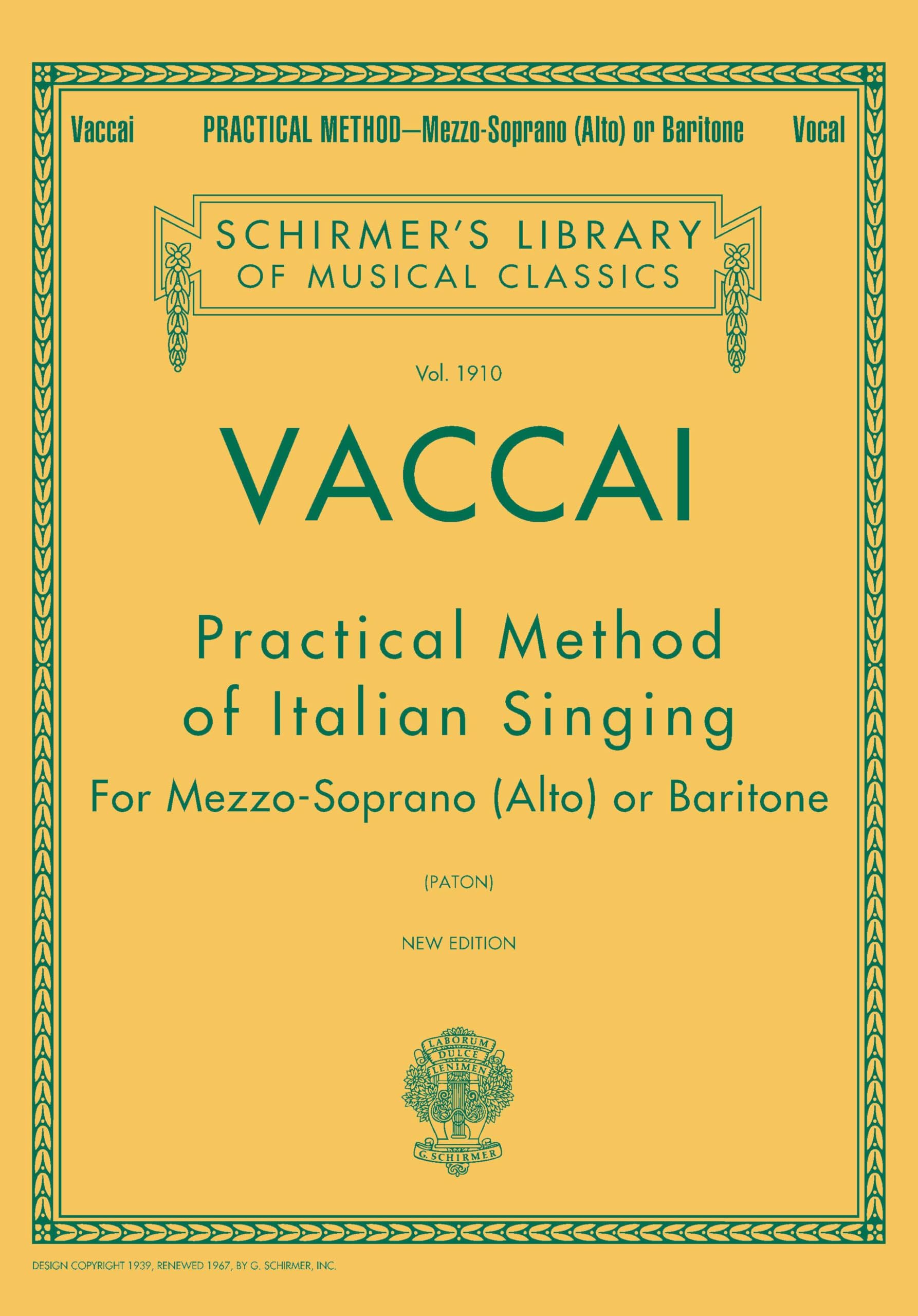 Practical Method Italian Singing - Alto/Baritone: Schirmer Library of Classics Volume 1910 Alto or Baritone
