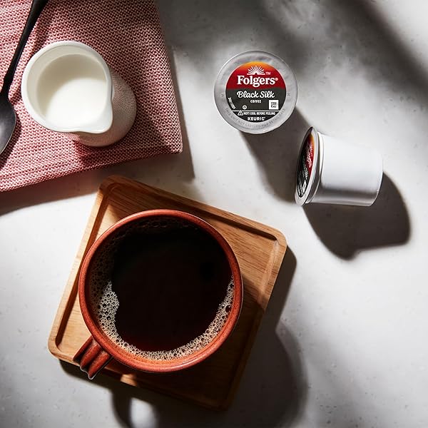 FOLGERS BLACK SILK DARK ROAST GROUND COFFEE, 32 KEURIG K-CUP PODS