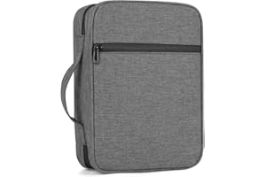 GERMUN Bible Cover with Durable Handle, Carrying Book Case Church Bag Bible, Protective with Zippered Pocket, Bible Study Accessories Supplies, Book Protector for Book Lovers, Grey