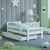 Junior Vida Taurus Wooden Toddler Bed Frame with Storage Drawer - White view 2