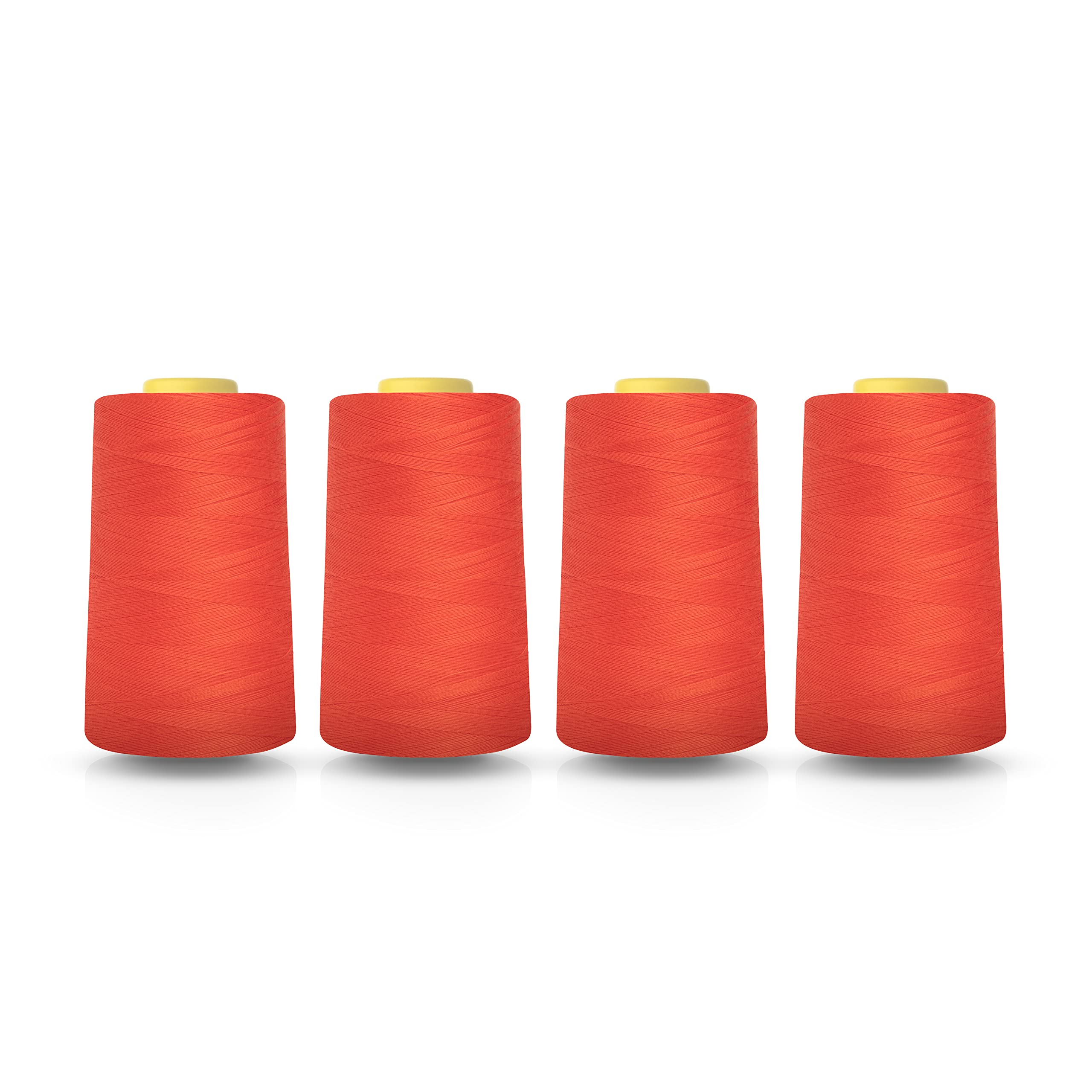 Realm Overlocking Sewing Machine Polyester Thread x Four 5000 Yards Cones White Black Natural Navy Red Grey (Orange)