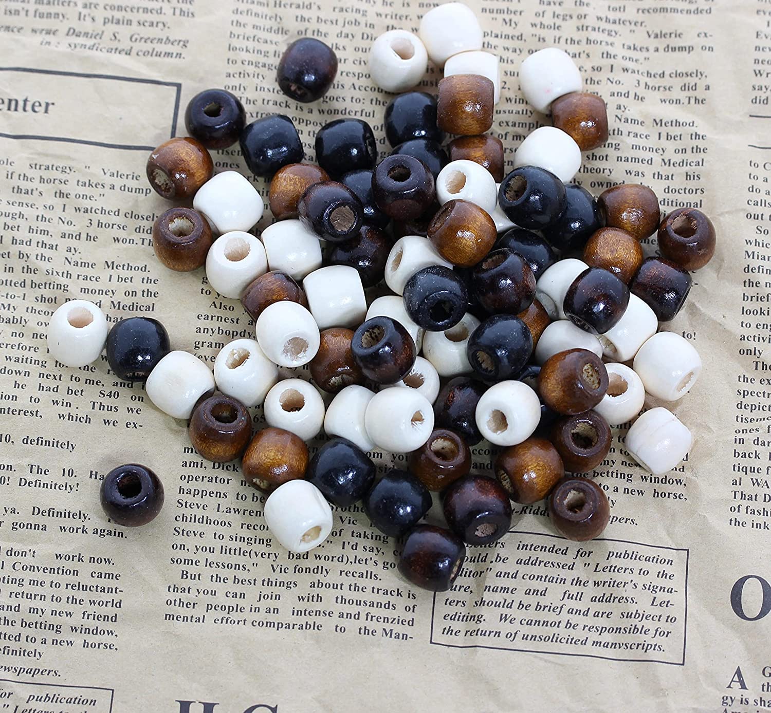 BetterJonny 200Pcs Large Hole Barrel Wood Beads, 17 * 16mm 4 Colors Natural Wooden Spacer Beads for Macrame Rosary Bracelet Jewelry Craft Making — image 1
