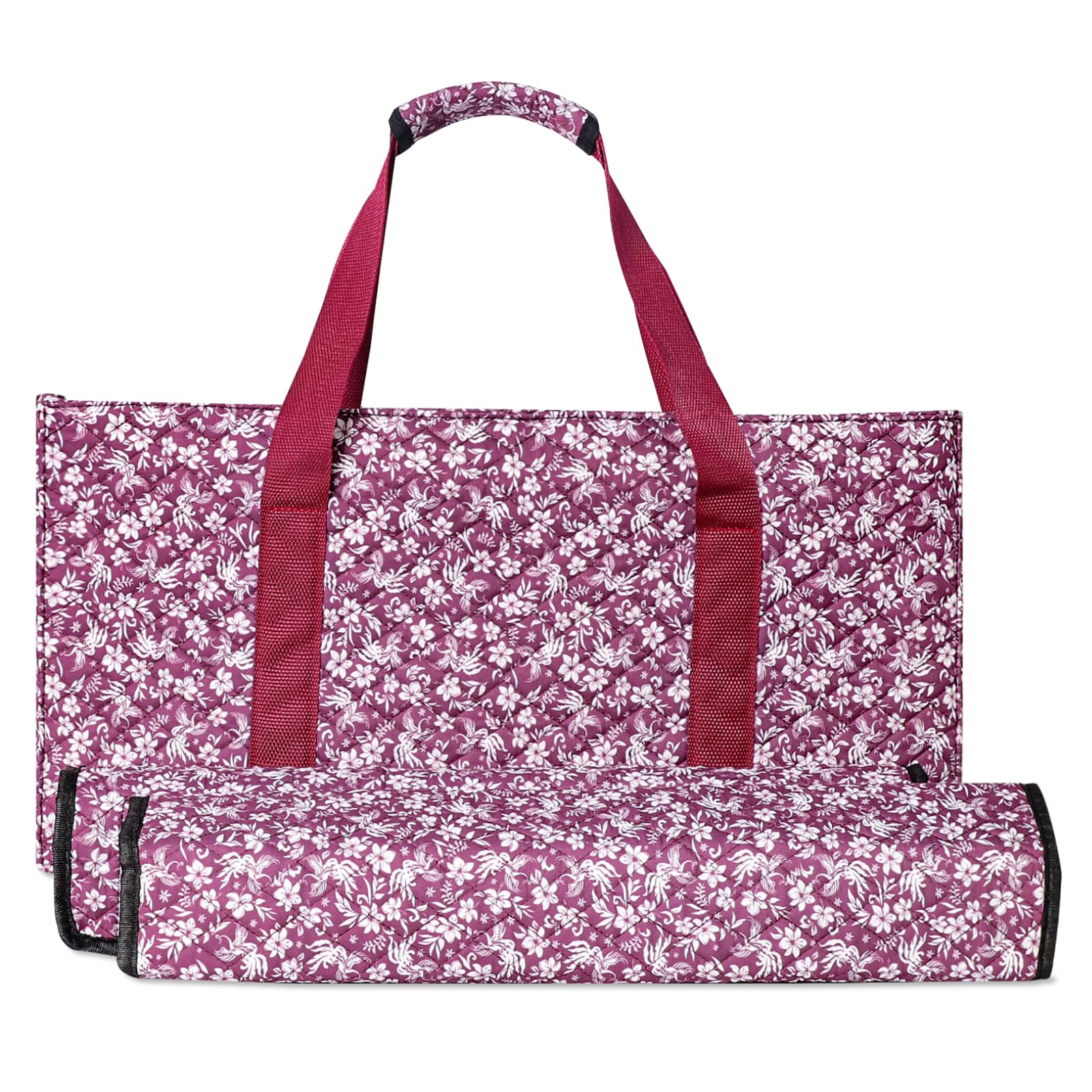 Photo 1 of GUSTARIA Empty Mahjong Bag, Red Soft Printed American Mahjong Bag with Two Wrappers (Case Only)