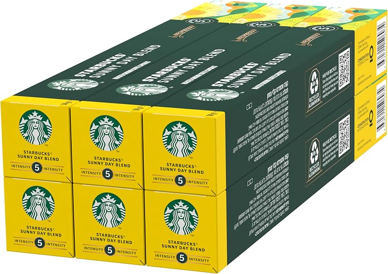 Sunny Day Blend by Nespresso Caffè Lungo, 6 confezioni da 10 capsule (60 capsule compatibili Nespresso)