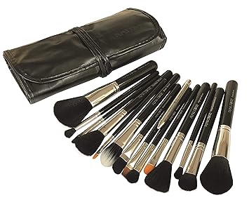 Puna Store 15 Piece Makeup Brush Set - Black + Silver