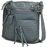 MKF Crossbody Bag for Women: PU Leather Tote Shoulder Bag, Soft Slouchy Handbag Purse, Lady Multi Pocket Pocketbook