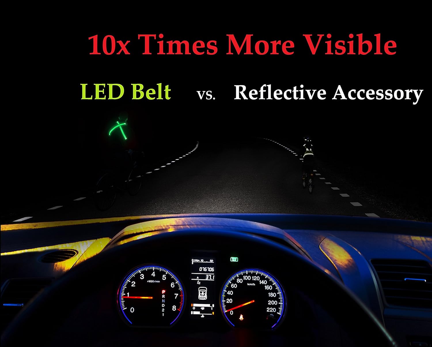LED Reflective Belt - USB Rechargeable - High Visibility Gear for Running, Walking & Cycling - Fits Women, Men & Kids - Fully Adjustable & Lightweight - Safer Than a Reflective Vest - Green, Red, Blue : Sports & Outdoors