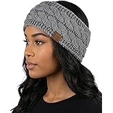 Funky Junque Winter Headbands for Women – Warm Head Wraps, Earmuff Style Ear Warmers, Cozy Headwrap for Running, Womens Outdoors Gear & Accessories - Heather Grey