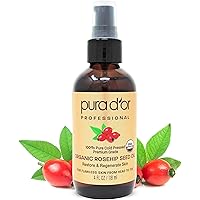 PURA D'OR Organic Rosehip Seed Oil, 100% Pure Cold Pressed USDA Certified All Natural Moisturizer Facial Serum For Anti-Aging