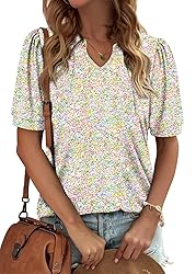 KISSMODA Women's Tunic Tops Casual V Neck Short