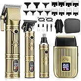 Saoilli Hair Clippers for Men Professional,Beard Trimmer Hair Trimmer Kit,Cordless Clippers and Trimmers Set,Electric Razor Shavers for Men,Nose Trimmer Mens Grooming Kit for Barber,LED Display