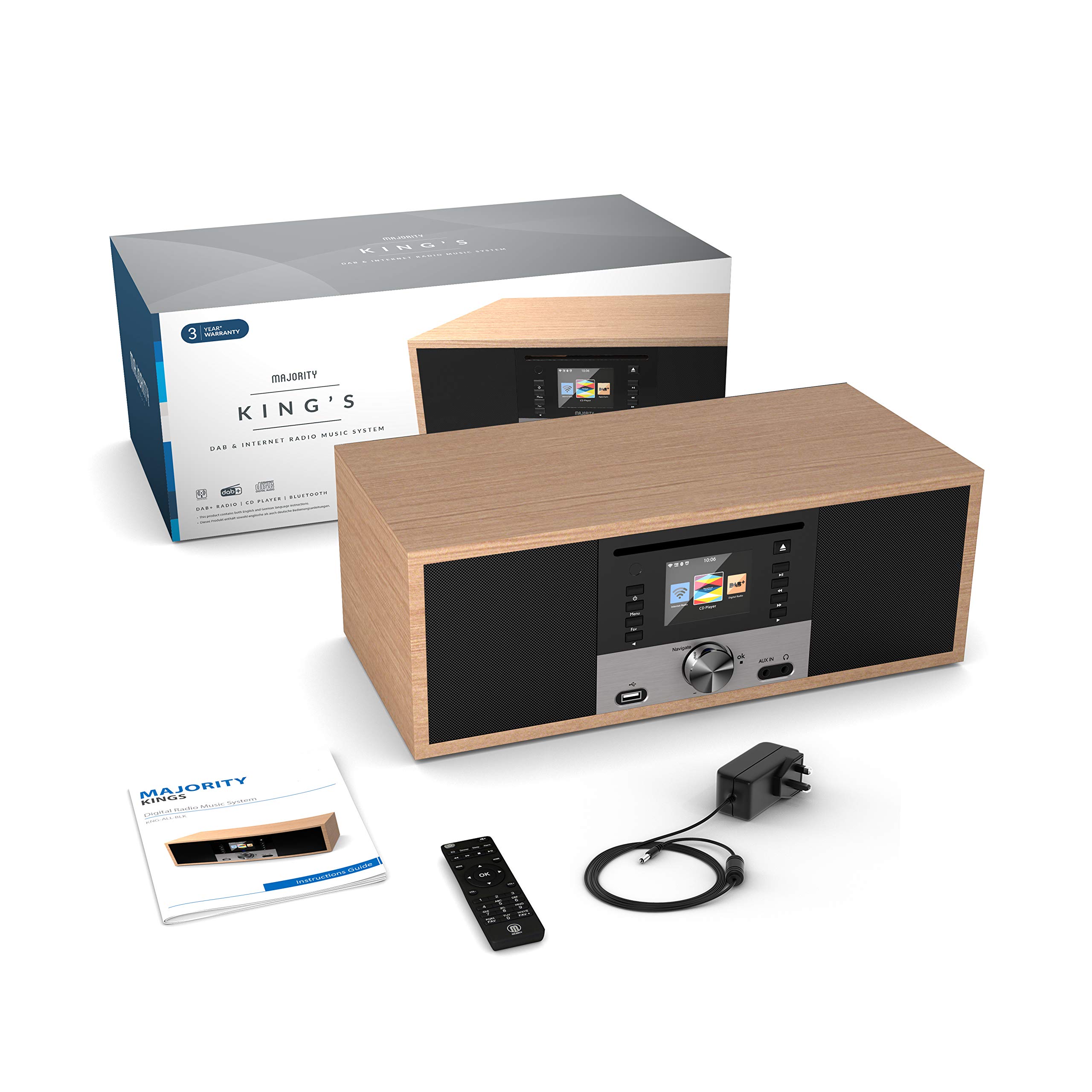 Majority King's Digital DAB/DAB+/FM and Radio WiFi, CD Player, Remote Control, 30W Hi