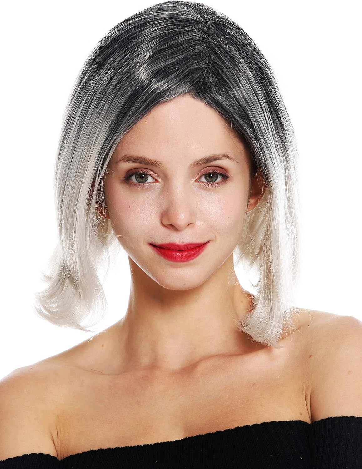 WIG ME UP - GFW3131 women's quality wig sleek short parting ombre black grey, Gray-black mix (silvergray+T1306+1), Länge: ca. 30 cm - Image 3