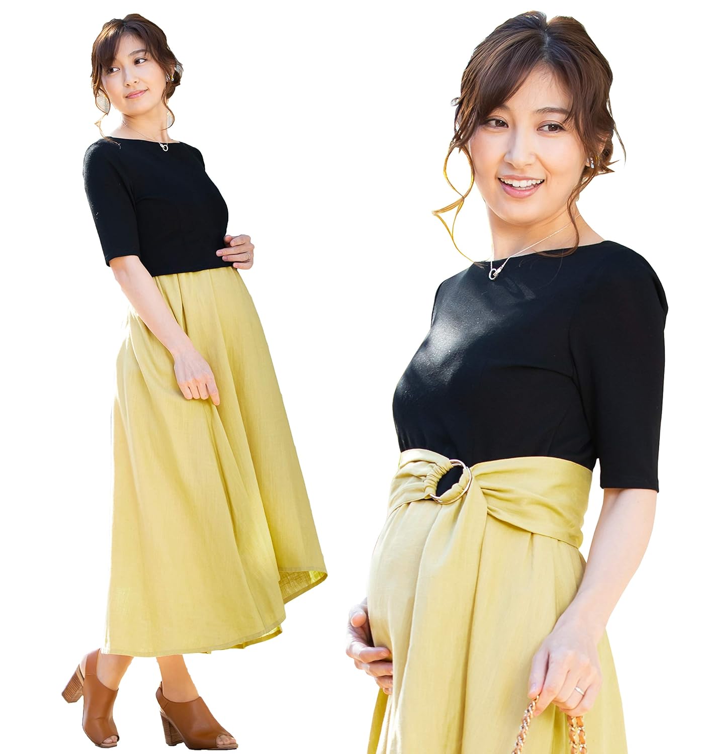 新発 Sweet Mommy マタニティ 授乳キャミワンピ ショート丈トップス ベルト 3点セット 授乳服 洗えるリネン 半袖 ブラック コーラル L B07pkv5pcm M ブラック イエロー ブラック イエロー M 日本最大級 Propertylagos Net