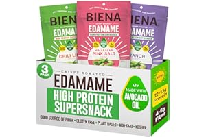Biena Crispy Roasted Edamame Beans Snack – High Protein Snack for Adults & Kids, 12g-13g Protein per Serving - Made with Avocado Oil – Vegan, Low Carb, Gluten-Free – 3-Pack 4.75oz Variety Pack