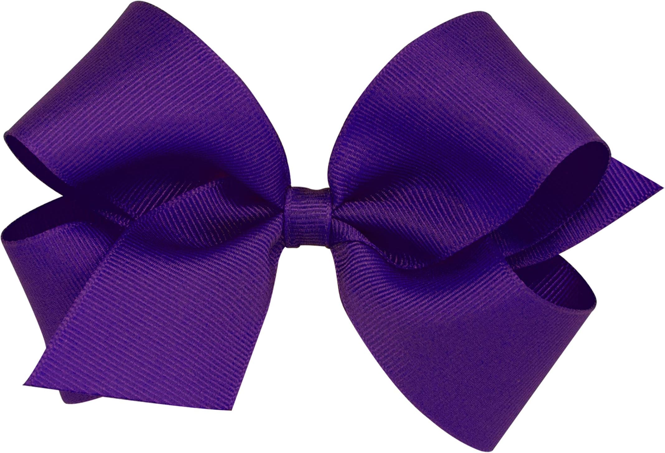 Wee Ones Baby Girls' Medium Grosgrain Hair Bow on a WeeStay Clip w/Plain Wrap - Purple