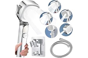 ANSCHE Rv Shower Head with 60" Hose and On Off Switch, Water Saving with 5 Setting High Pressure Handheld Shower Head, Replacement for Bathroom, RV, Outdoor Travel Trailer and Camper - Chrome